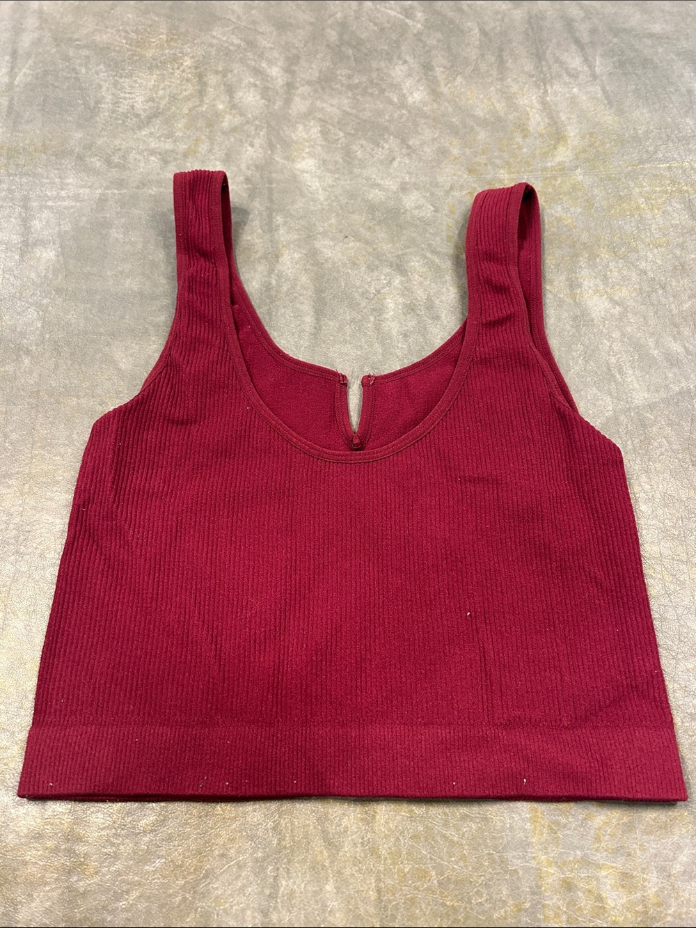 Suzette Collection Rib V Neck Seamless Tank - Raspberry View 2
